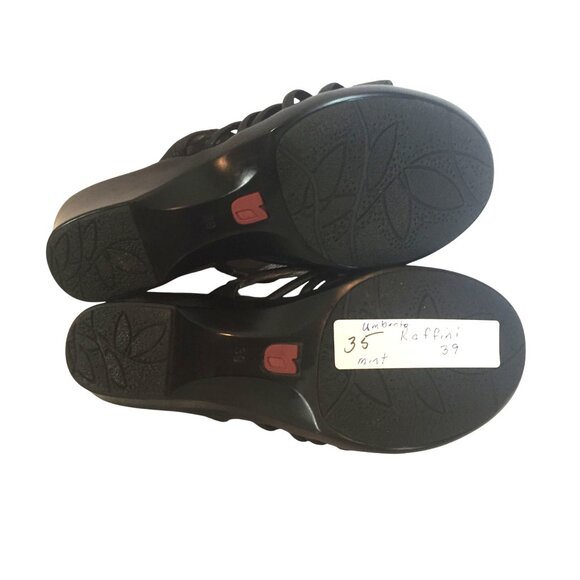 Umberto Raffini Platform Sandal Black Leather Slide Slip-On Flower Womens 8.5-9 - Picture 9 of 10